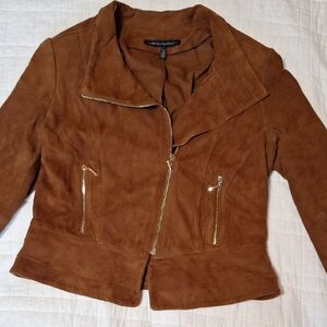 White House Black Market Brown Genuine Leather Jacket Women's Size Small